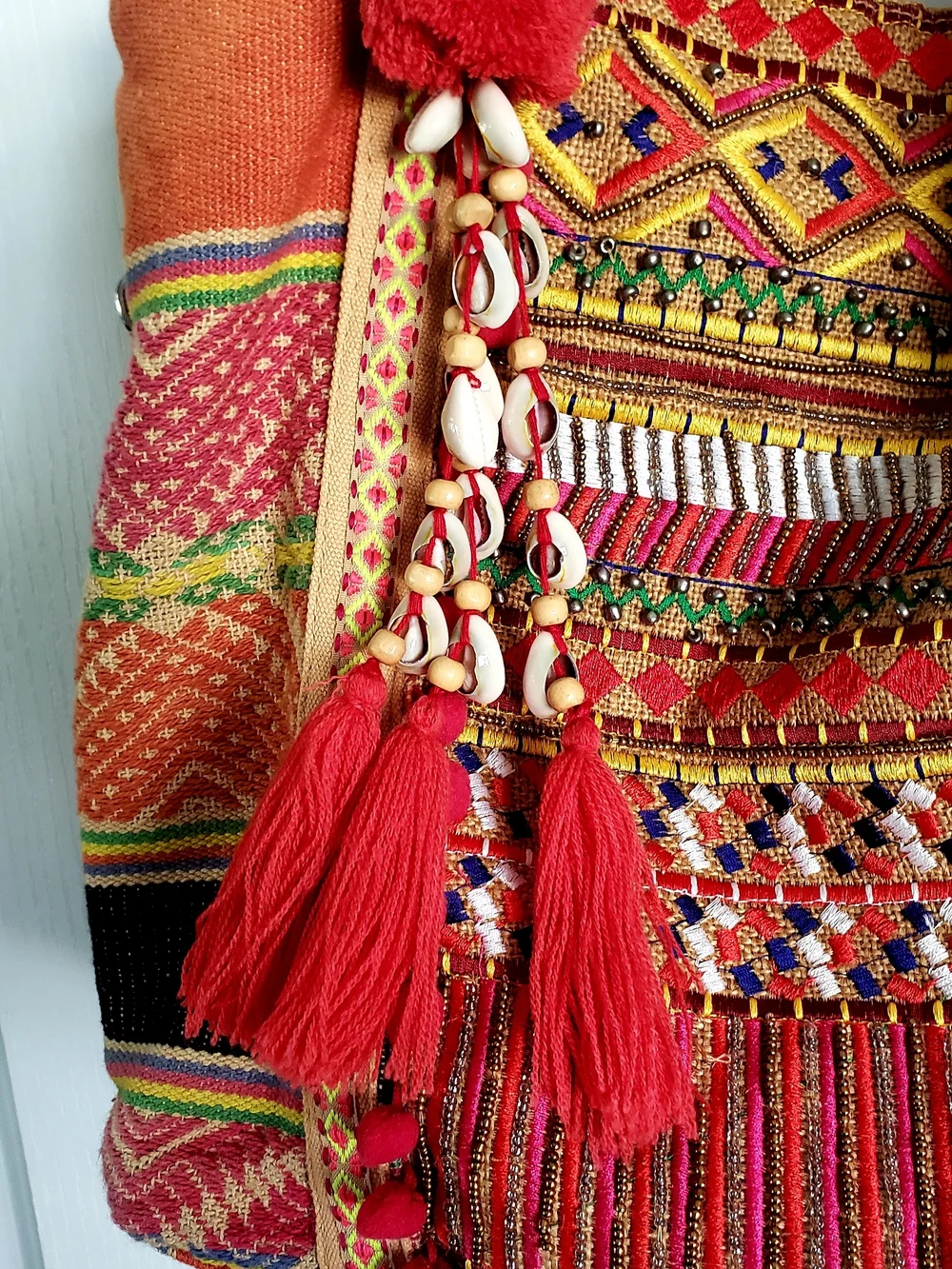 Tribal, Beautiful,America & Beyond Handcrafted, Embellished, Boho-Style Tote Bag - Picture 10 of 16